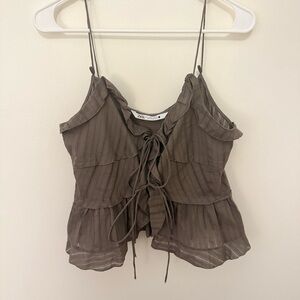 Zara Tie Front Ruffled Tank/Camisole - NWOT